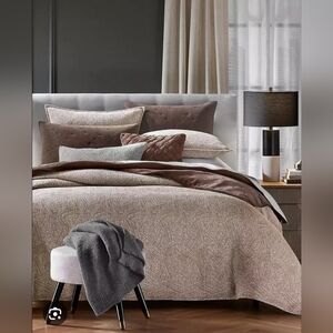 Hotel Collection WoodgrainBrown Duvet Cover +2 King Shams Set NEW